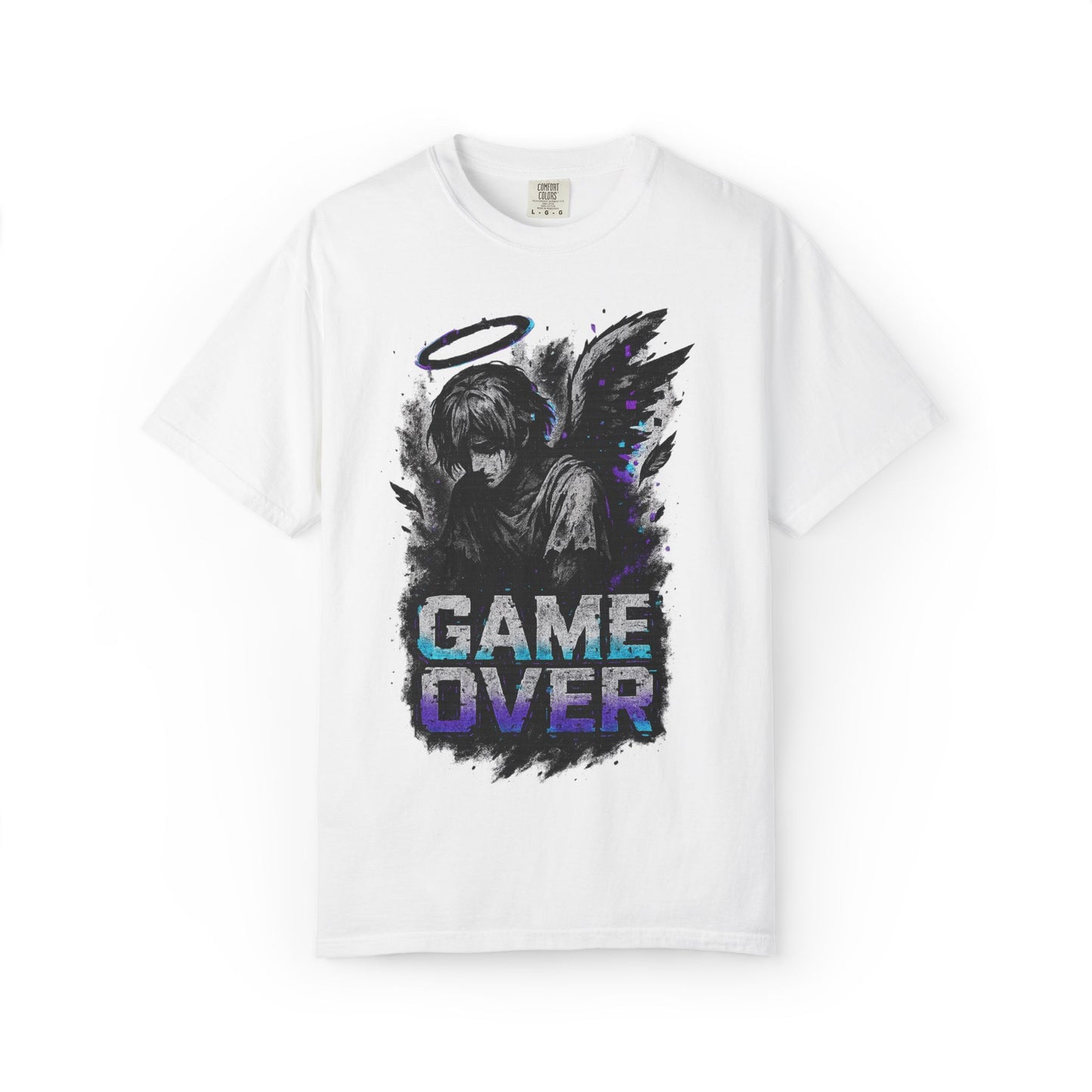 Game Over Unisex Garment-Dyed T-Shirt - Angel Design for Gamers & Anime Fans
