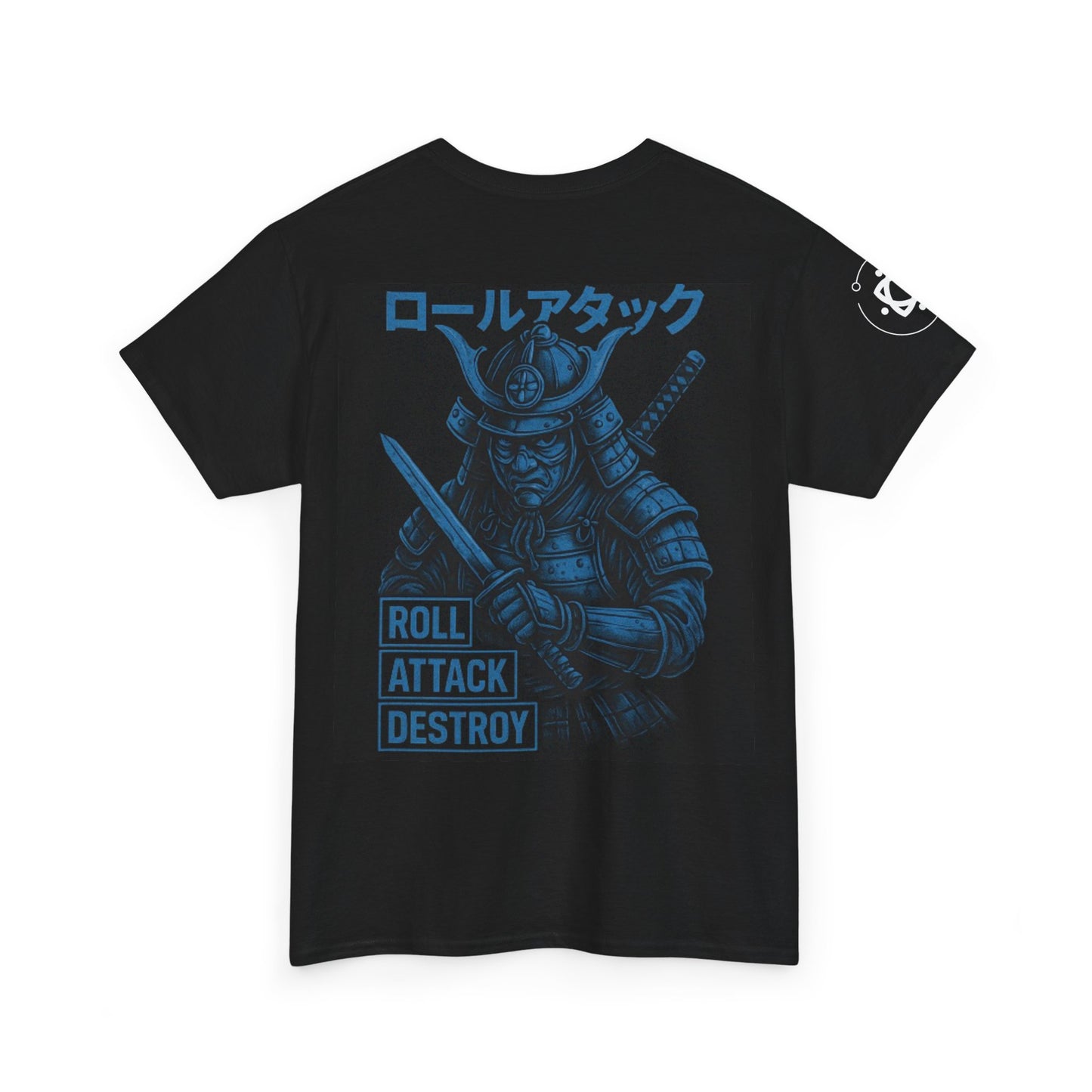 Roll Attack Destroy Unisex Heavy Cotton Tee - Samurai Design for Gamers & Anime Fans