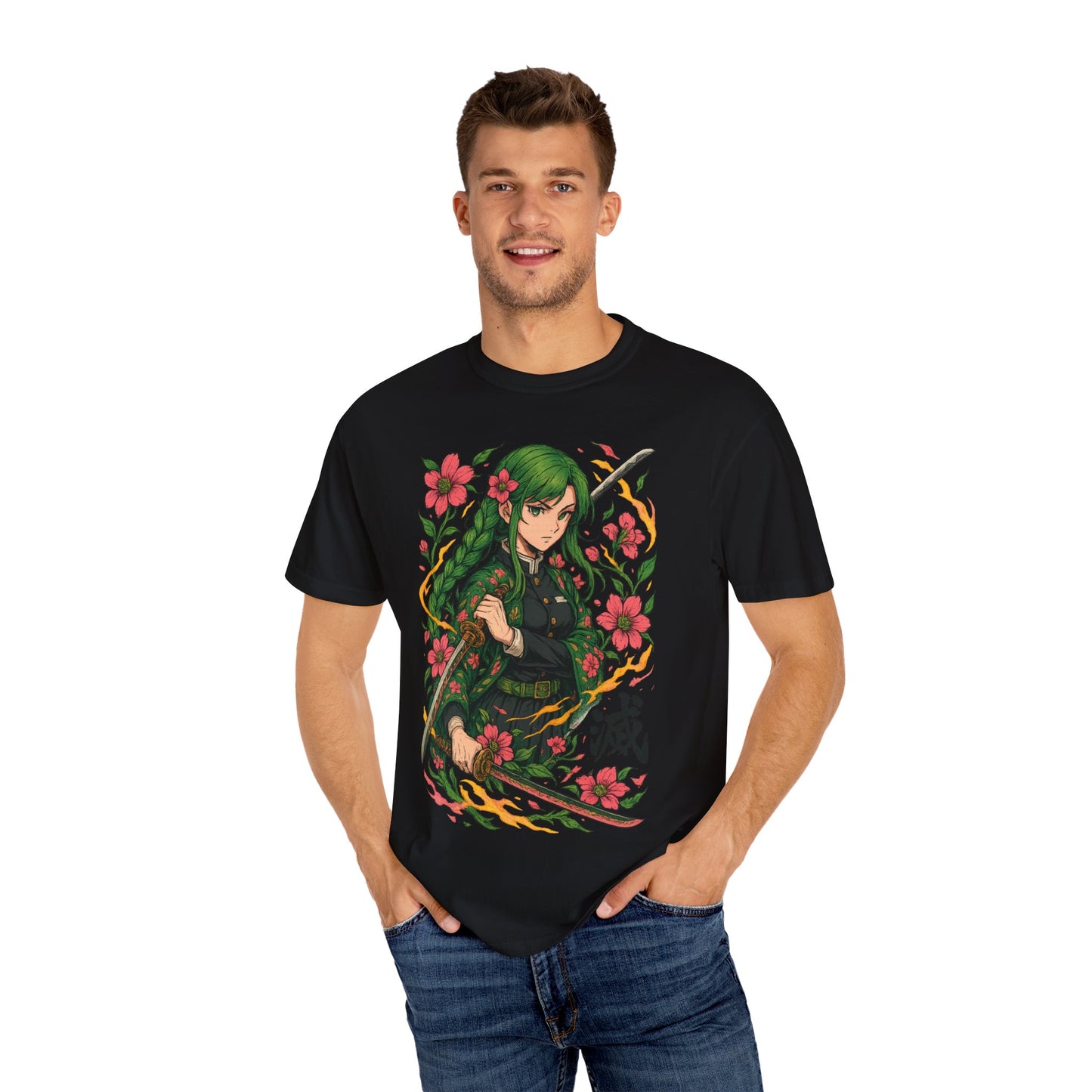 Anime-Inspired Floral T-Shirt | Unisex Graphic Tee for Fans, Perfect Gift for Birthdays, Cosplay, Casual Wear, and Anime Conventions