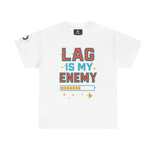Unisex Heavy Cotton Tee - "Lag Is My Enemy" Gaming T-Shirt