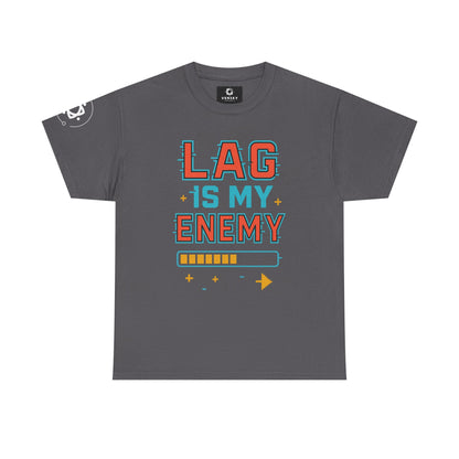 Unisex Heavy Cotton Tee - "Lag Is My Enemy" Gaming T-Shirt