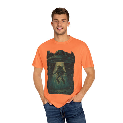 Cosmic Alien Encounter Unisex T-Shirt, UFO Shirt, Graphic Tee, Space Lover Gift, Sci-Fi Apparel, Unique Casual Wear