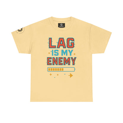 Unisex Heavy Cotton Tee - "Lag Is My Enemy" Gaming T-Shirt