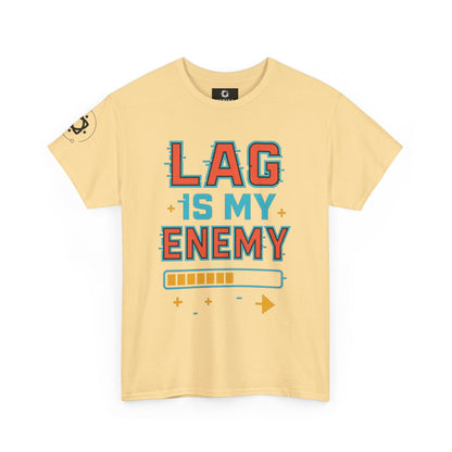 Unisex Heavy Cotton Tee - "Lag Is My Enemy" Gaming T-Shirt